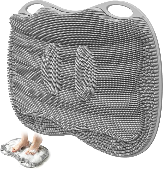 Shower Foot Scrubber Mat XL, Silicone Feet Toes Massage Cleaner -Upgraded Long by Mabnuby