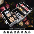 FRENESSA Makeup Train Case Cosmetic Box Portable Makeup Case Organizer 4 Trays - Image 7