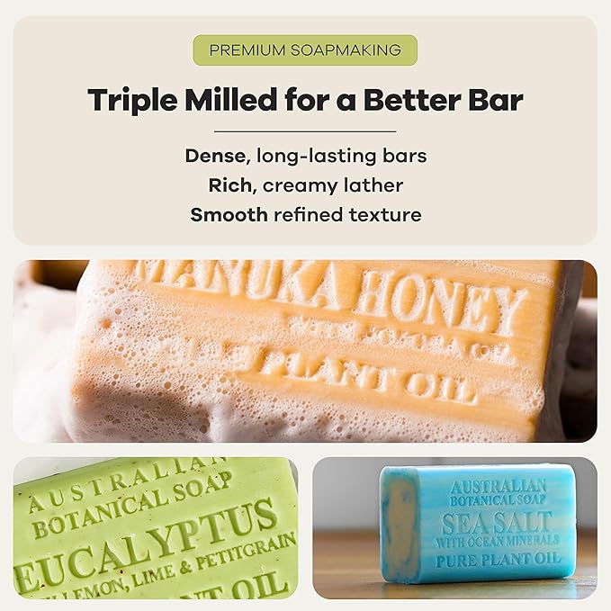 Australian Botanical Soap Variety Pack, 6.6 oz Bars – Goat Milk, Eucalyptus - Image 4