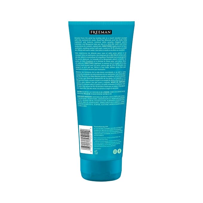 Freeman Anti-Stress Clay Mask, Dead Sea Mineral Face Mask, Lavender & Sea Salt - Image 7