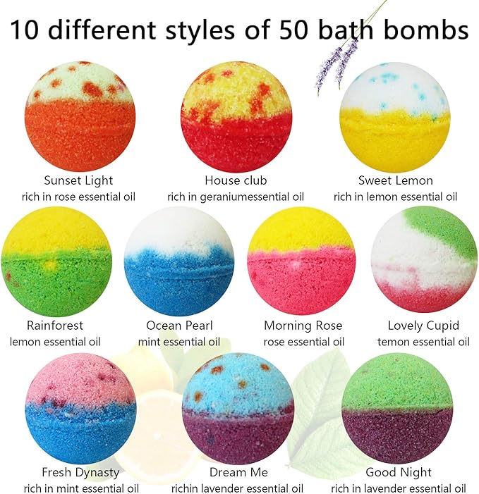 Bath Bombs Gift Set, 50 Handmade Bulk Bath Bombs - Image 2