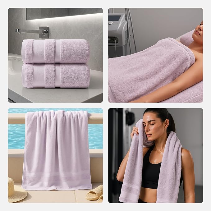 REDKISS 100% Cotton Bath Towels Set of 2, Extra Large Bath Sheets 35 X 70 Inches - Image 7