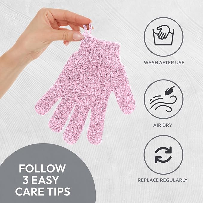 4 Pairs Exfoliating Gloves, 100% Nylon, Dual Texture Body Scrub - Image 4