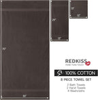 REDKISS Towels 8 Piece Luxury Bath Towel Set, 2 Bath Sheets, 2 Hand Towels - Image 3