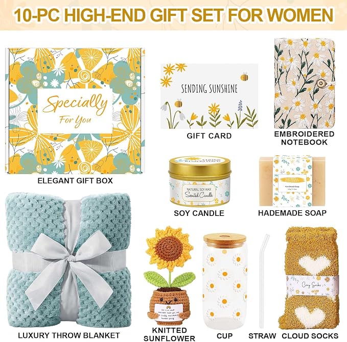 Wasocol Self Care Gifts for Women Gift Baskets，Sending Sunshine Thinking of You - Image 3