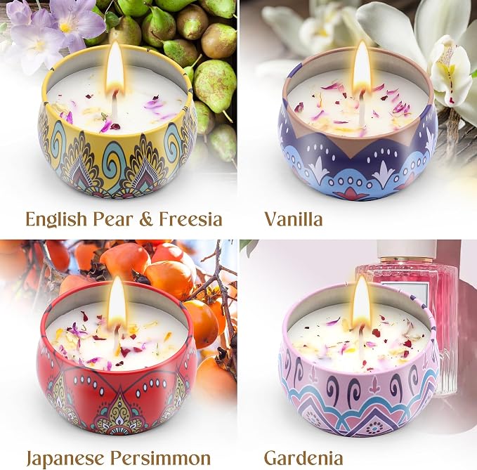 Scented Candles Gift Set for Women 4 Pack Soy Wax Candles - Image 3