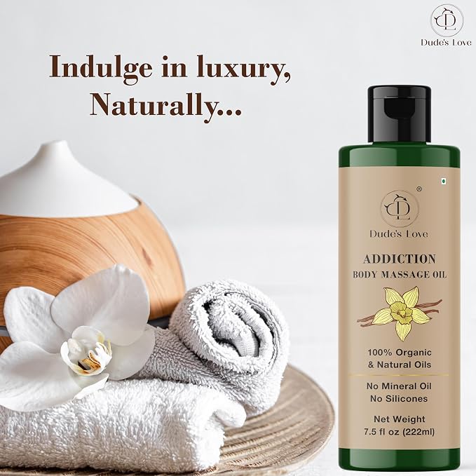 Addiction Body Massage Oil | Vanilla Scent | 100% Natural & Organic Oils | No - Image 4