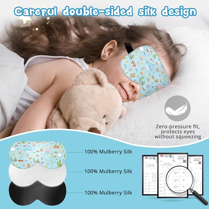 Kids Sleep Mask Eye Cover: 100% Real Natural Pure Silk Eye Mask - Image 2