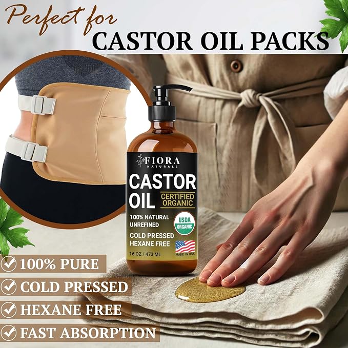 Organic Castor Oil in Glass Bottle – 16 Oz Cold Pressed & Hexane-Free – USDA - Image 4
