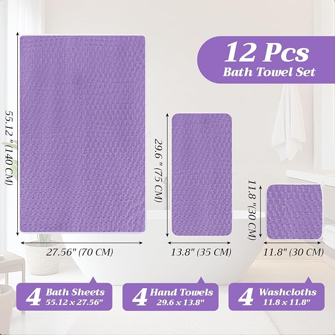 Gilprop 12 Pcs Soft Bath Towels Set - Image 2