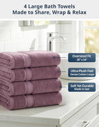 LANE LINEN 100% Cotton Large Bath Towels Set of 4 - Image 3