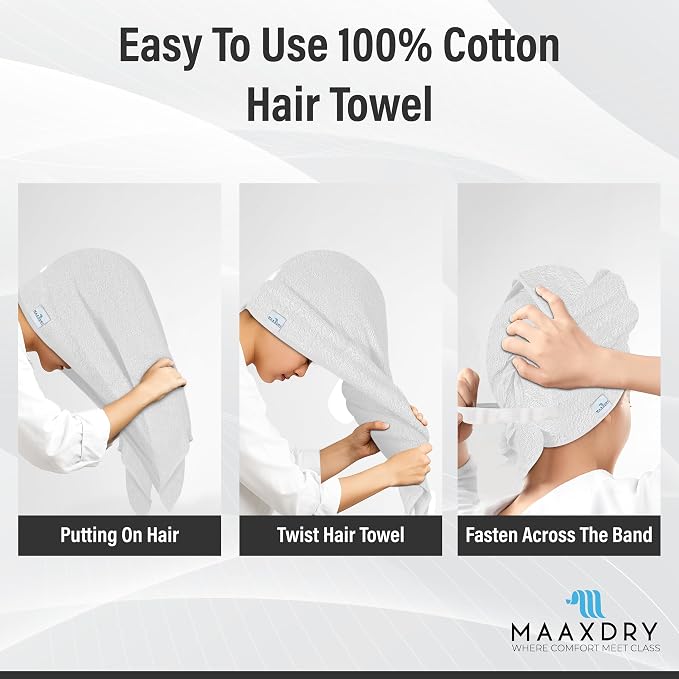 100% Cotton Hair Towel Wrap for Women, Men & Kids – Non-Microfiber 450 GSM - Image 4
