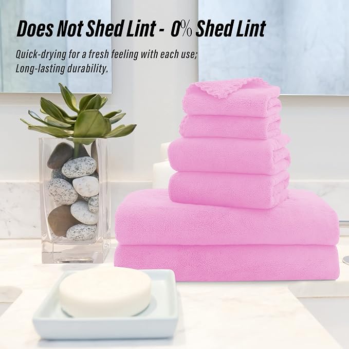 MOONQUEEN Ultra Soft Microfiber Coral Velvet Towel Set - Image 5