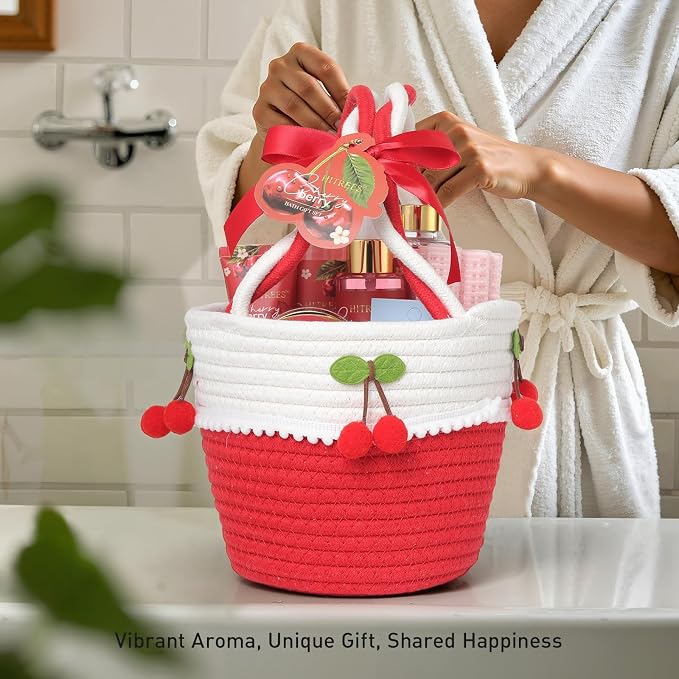 Spa Gifts for Women, Cherry & Berry Spa Gift Set for Teenage Tote Bag, Shower - Image 8
