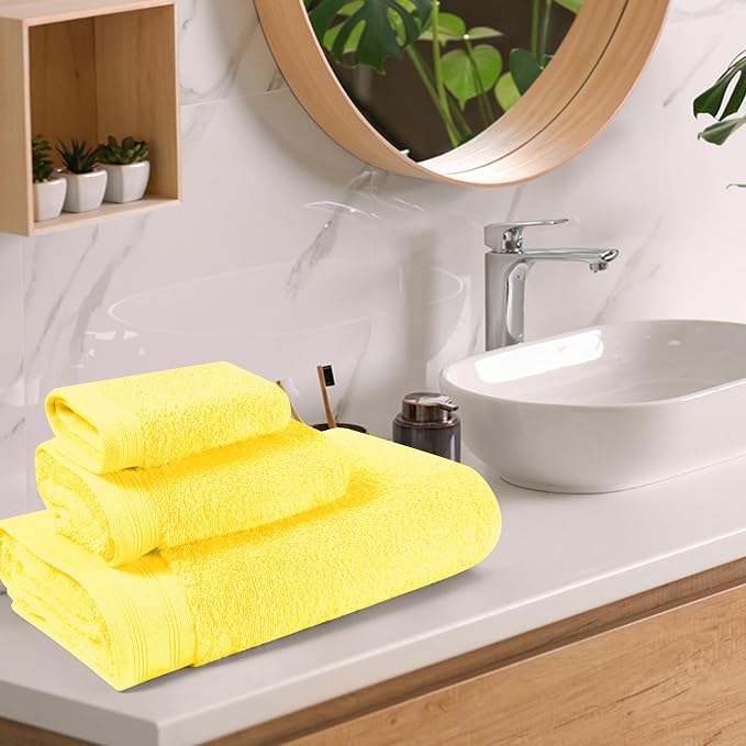 Ultra Soft 3 Pack Cotton Towel Set, Contains a Bath Towels 28x55 inch, a Hand - Image 3