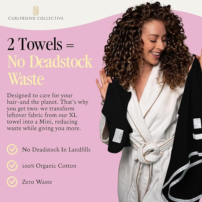 Curlfriend Collective Cotton Cloud T-Shirt Hair Towel Duo – Black to Basics - Image 7