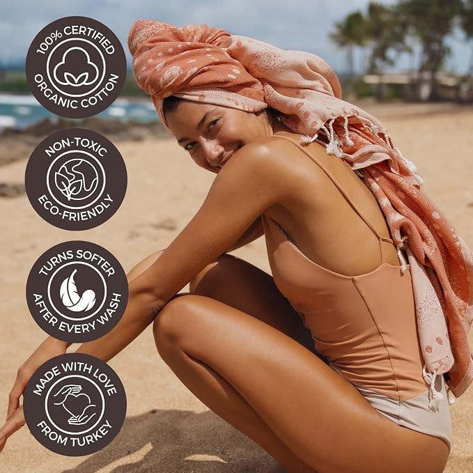FESHKA Sand Proof Turkish Beach Towel – Oversized, Quick Dry & Lightweight - Image 4