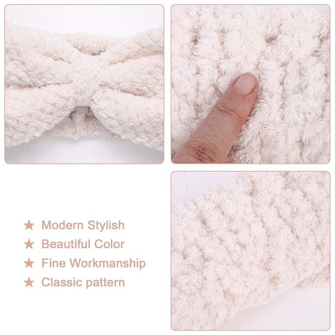 DOOBO 3 Pack Spa Headbands Microfiber Bowtie Headbands - Image 4