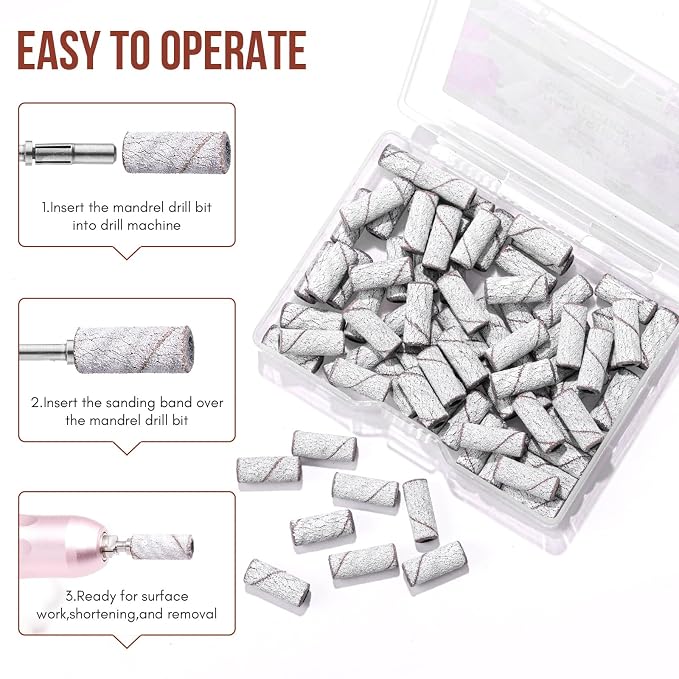 Makartt Sanding Bands for Nail Drill:50 Pcs Small Nail Sanding Files - Image 6