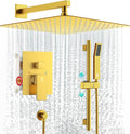 SR SUN RISE 12 Inch Brushed Gold Shower Faucet Set, Wall-Mount Adjustable by SRSUNRISE