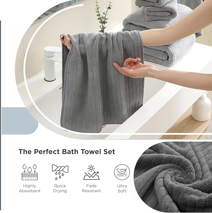 Hailea 18 Piece Family Bath Towel Set Include 6 Bath Towels, 6 Hand Towels and - Image 6