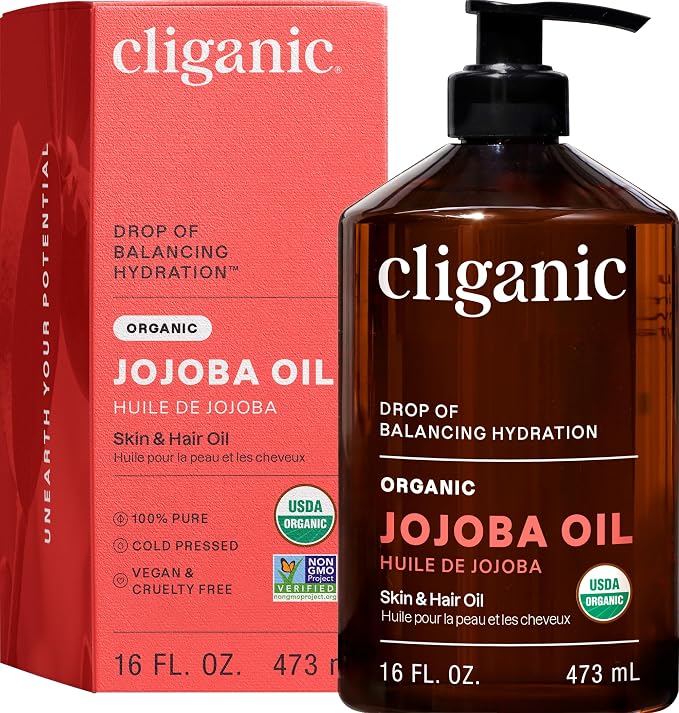 Cliganic Organic Jojoba Oil 16 oz, 100% Pure | Bulk, Natural Cold Pressed by Cliganic