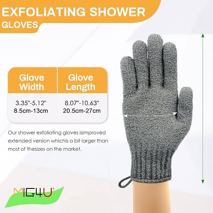 MIG4U Shower Exfoliating Scrub Gloves, Bathing Gloves Body Wash Dead Skin - Image 6