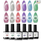 modelones Cat Eye Gel Nail Polish 6 Colors Red Green Silver Purple Blue Glitter by MODELONES