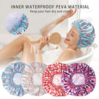 Shower Caps for Women, Double Layers Shower Cap Reusable Waterproof, Bathing - Image 8