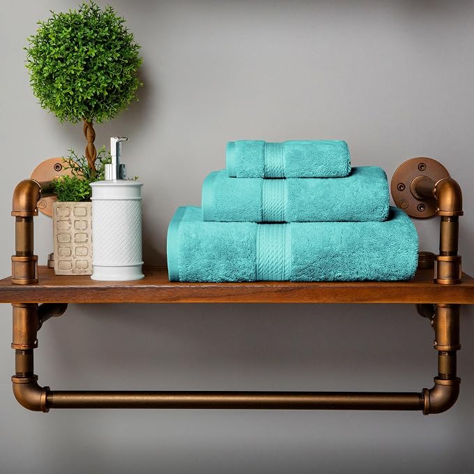SUPERIOR Egyptian Cotton Pile 3 Piece Towel Set, Includes 1 Bath, 1 Hand by SUPERIOR