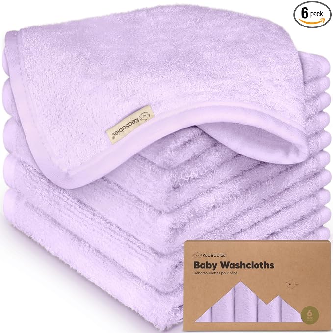 6-Pack Baby Washcloths – Soft Absorbent Viscose from Bamboo Washcloths by KeaBabies