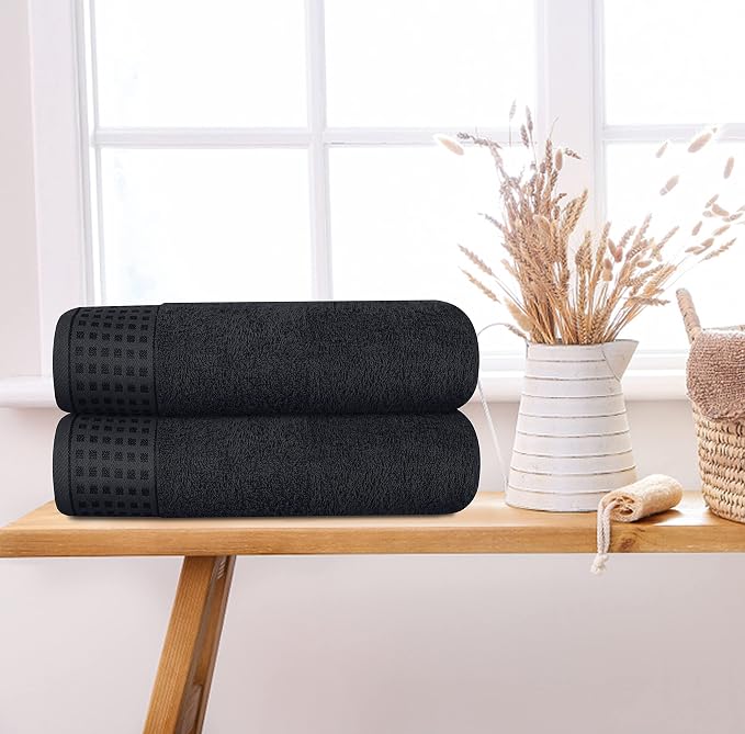 GLAMBURG 100% Cotton 2 Pack Oversized Bath Towel Set 28x55 Inches, Ultra Soft - Image 3