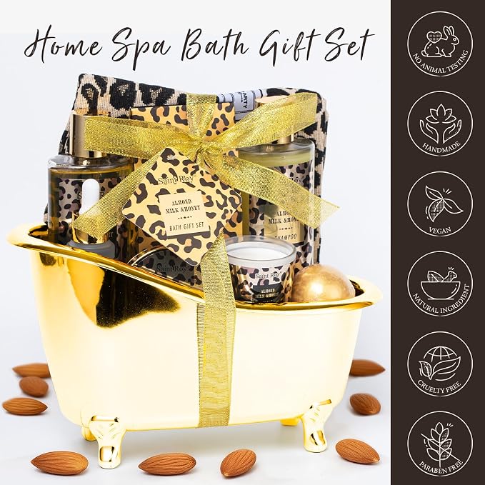 Spa Kit Gifts Basket for Women, Honey & Almond Bath & Body Gift Basket - Image 6