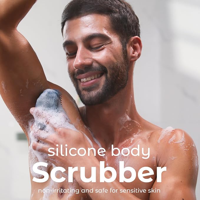 MainBasics Silicone Body Scrubber Dual-Sided Shower Loofah and Massaging Nodes - Image 2