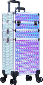 3 in 1 Rolling Makeup Train Case Professional Large Cosmetic Trolley - Image 7