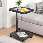 C Table End Table Adjustable Height, C Shaped End by BohodiyCShapedEndTable