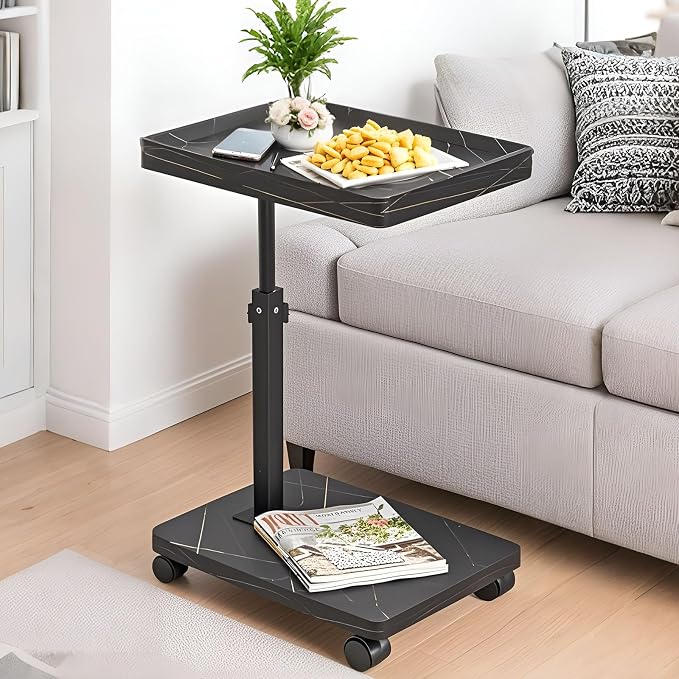 C Table End Table Adjustable Height, C Shaped End by BohodiyCShapedEndTable