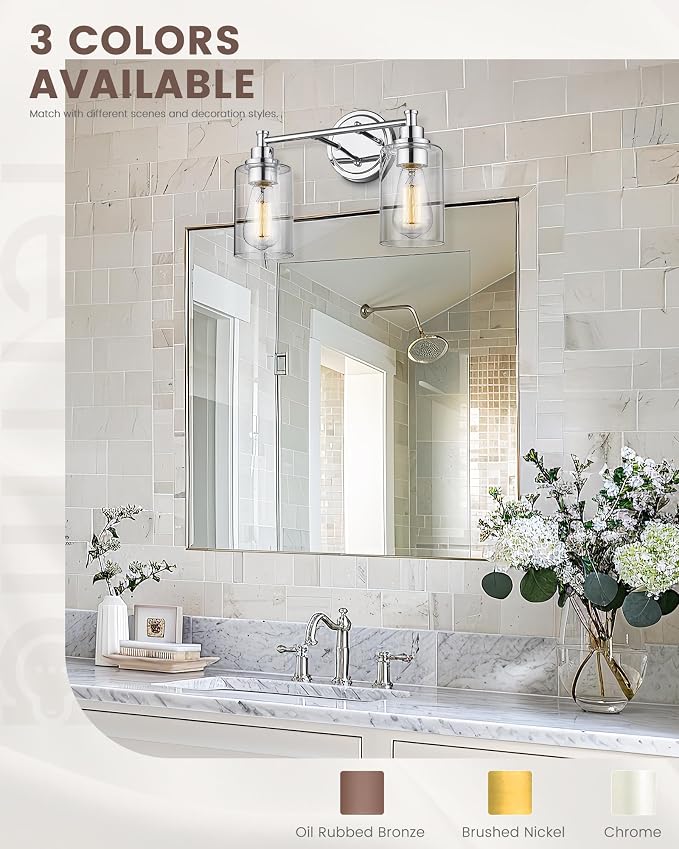FEMILA Modern Bathroom Light Fixtures, 2-Light Bathroom Vanity Lights Over - Image 4