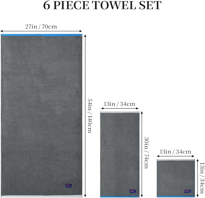 REDKISS 6 Piece Luxury Bath Towel Set, 2 Bath Towels, 2 Hand Towels, 2 - Image 3