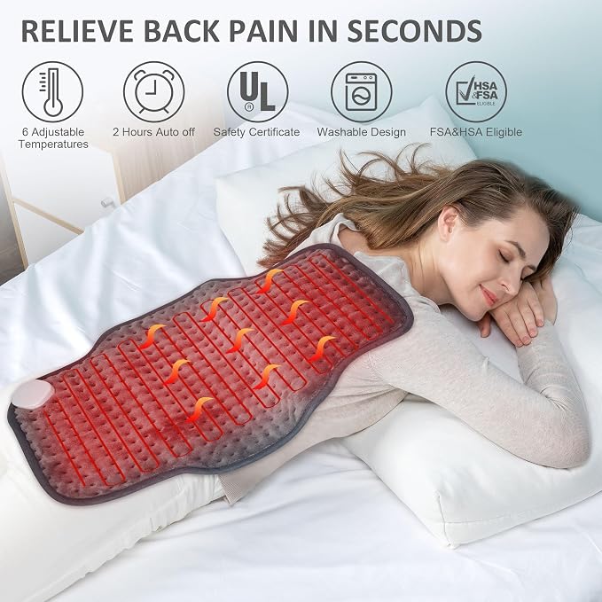 Snailax Heating Pad for Back Pain Relief，Electric Heat Pad for Period Cramps - Image 4