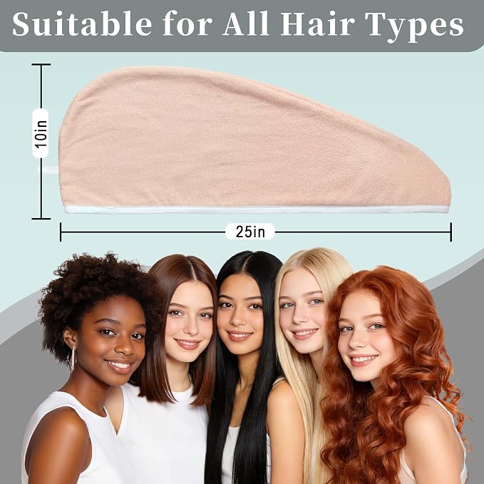 VOOVA & MOVAS Gray & Pink Microfiber Hair Towel Wrap - Image 3