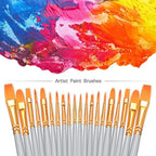 BOSOBO Paint Brushes Set, 2 Pack 20 Pcs Round Pointed Tip Paintbrushes Nylon - Image 2