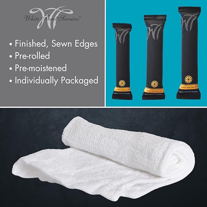 White Towel Services 8" x 8" inch Moist Cotton Towel Individually Wrapped - Image 5