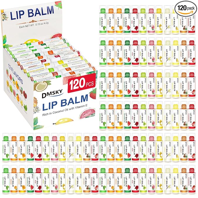 DMSKY Lip Balm 120 Pack, Natural Lip Balm Bulk by DMSKY