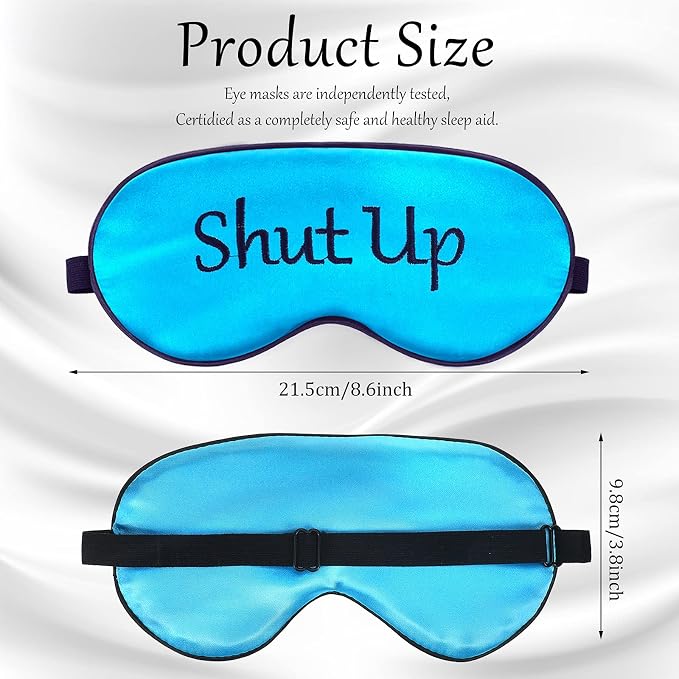 Geyoga 4 Pieces Funny Eye Mask for Sleep Soft Satin Eye Mask Blackout Blindfold - Image 3