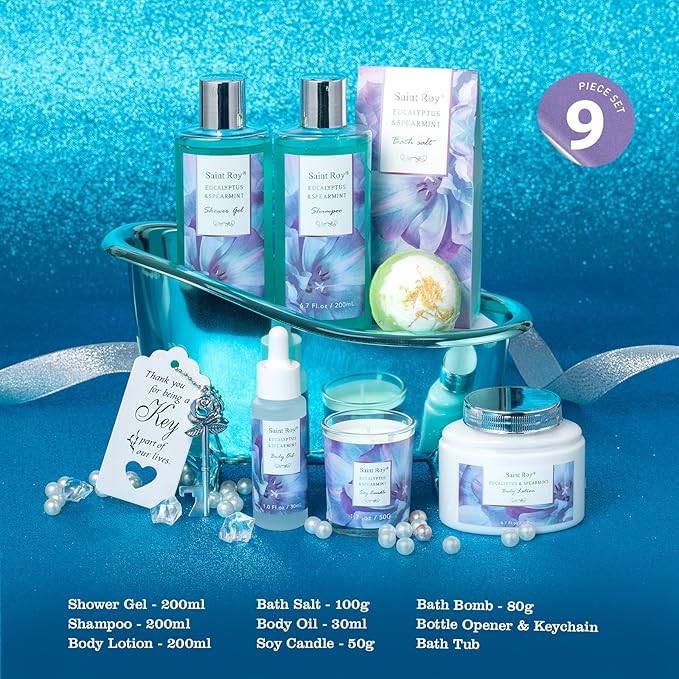 Bath and Body Basket Set EUCALYPTUS & Mint Spa Gift Basket - Image 2