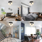 3-Light Industrial Farmhouse Black Matte Light Fixtures Ceiling Mount, - Image 4