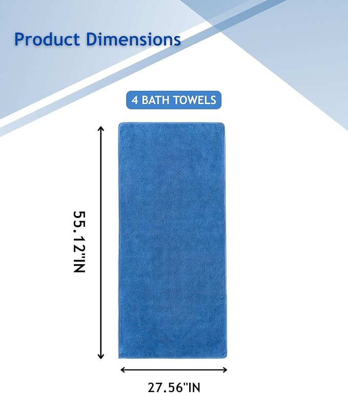 sakano 4-Piece Bath Towel Set, Quick-Dry Absorbent Lint Free & Launder Soft - Image 2