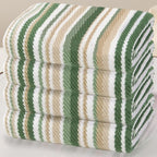 Green Bath Towels Set of 4, Striped Bath Towels by VOOVAMOVAS