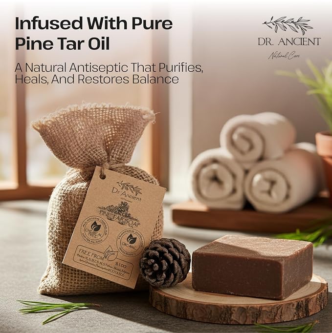 Dr.Ancient Pine Tar Black Soap Bar, Organic Soap Bars Handcrafted the - Image 5
